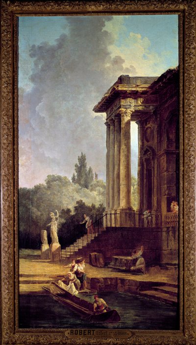 Ruinerne af en portikum Maleri af Hubert Robert (1733-1808) Musee du chateau de Maisons Laffitte fra det 18. århundrede (Maisons-Laffitte) af Hubert Robert