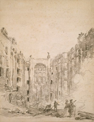 Ruinerne af Operaen efter branden i 1781 af Hubert Robert