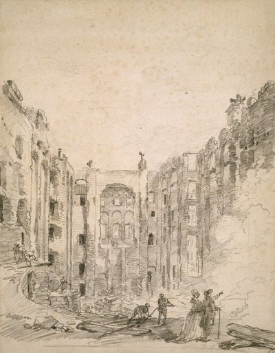 Ruins of the Opera After the Fire of 1781, 1781dani af Hubert Robert