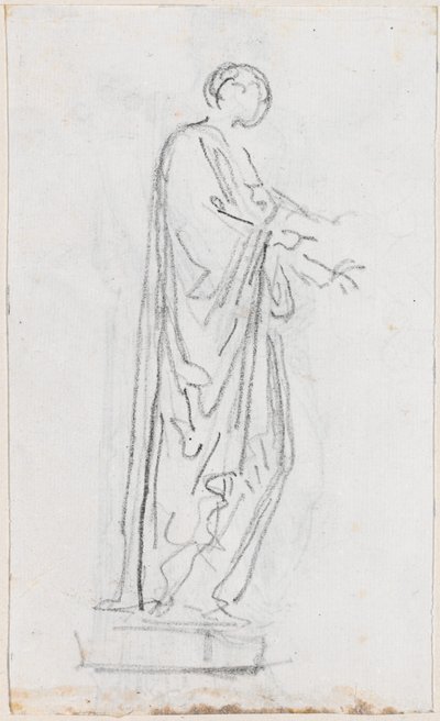 Statue af en romersk kvinde (kvindelig guddom?) Set fra siden [verso] af Hubert Robert
