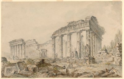 Minervas tempel, Athen, Grækenland af Hubert Robert