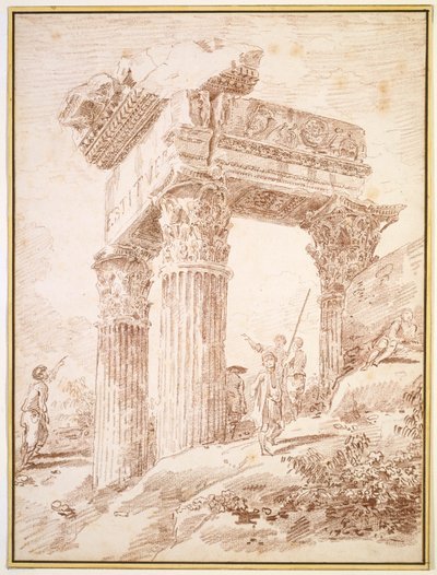 Vespasians tempel af Hubert Robert