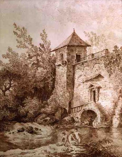 The Baders (sangvinsk på papir) af Hubert Robert