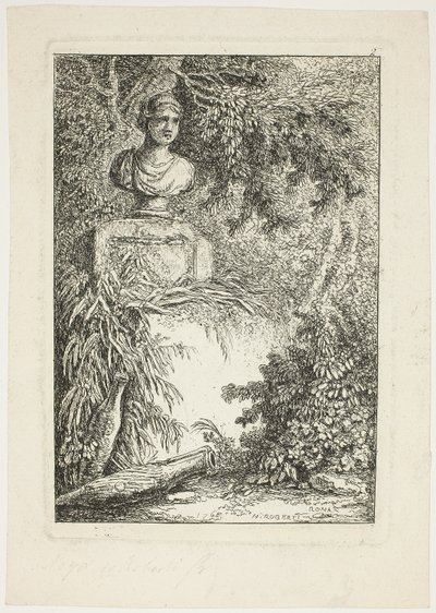 Busten, tallerken to fra Aftener i Rom af Hubert Robert