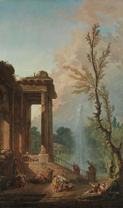 The Portico of a Country Mansion, 1773. af Hubert Robert