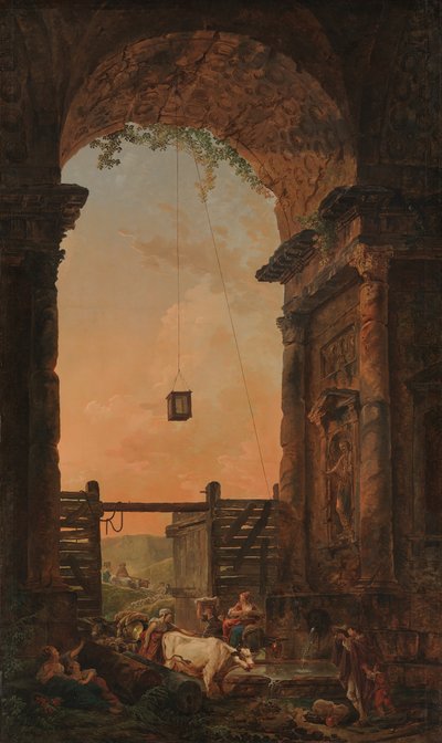 Kvægets tilbagevenden, ca. 1773-75. af Hubert Robert