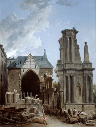 Nedrivningen af Feuillanternes Kirke, 1805 af Hubert Robert