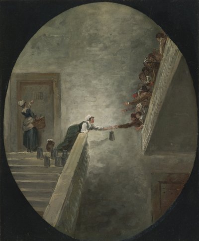 Uddelingen af mælk i Saint-Lazare fængsel, ca 1794 af Hubert Robert