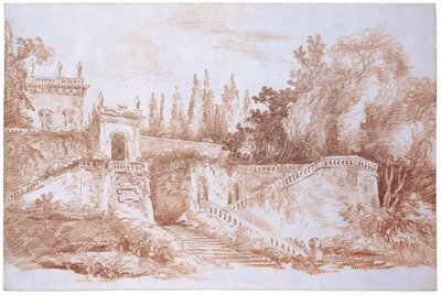 Udsigt over haven ved Villa Mattei af Hubert Robert
