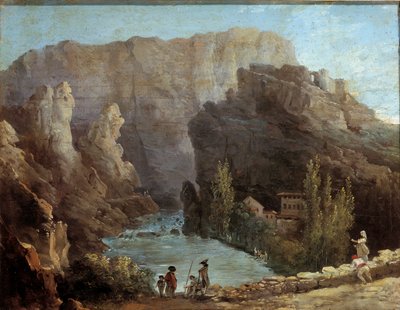 Udsigt over springvandet Vaucluse Maleri af Hubert Robert (1733-1805) Avignon fra det 18. århundrede, Musee Calvet. af Hubert Robert