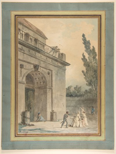 Besøgende, der forlader et fængsel af Hubert Robert