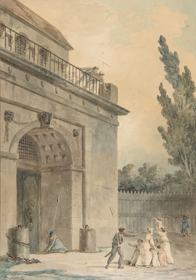 Besøgende, der forlader et fængsel, 1794-95. af Hubert Robert
