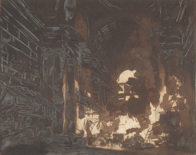 Vaskekvinder i et ødelagt galleri, ca. 1760. af Hubert Robert