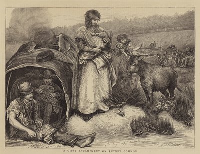 En sigøjnerlejr på Putney Common af Hubert von Herkomer