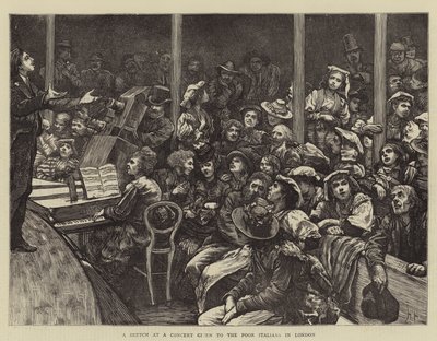 En skitse ved en koncert givet til de fattige italienere i London af Hubert von Herkomer