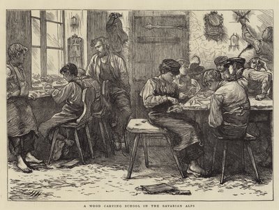 En træskærerskole i de bayerske alper af Hubert von Herkomer