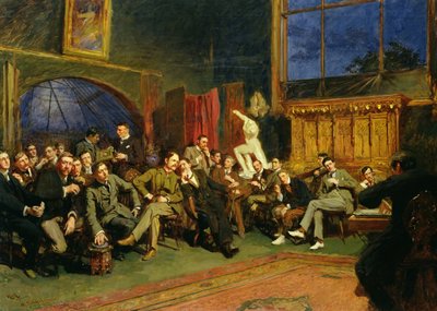 Aften i studiet med mine elever, 1886 af Hubert von Herkomer