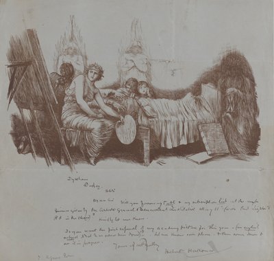 Invitation til en fordelsmiddag fra Hubert von Herkomer til Thomas Agnew, 1877-78. af Hubert von Herkomer
