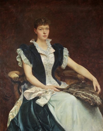 Portræt af fru Walter Derham af Hubert von Herkomer