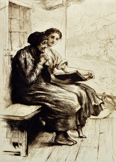 Komfortord, c.1879 (ætsning) af Hubert von Herkomer