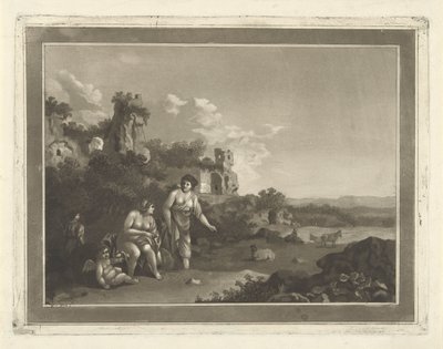 Landskab med nymfer af Hubertus van Hove