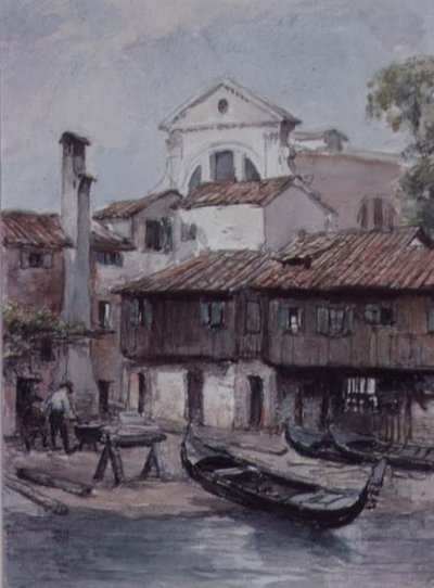 Skibsværft i nærheden af San Trovaso-kirken, Venedig af Hugh Carter