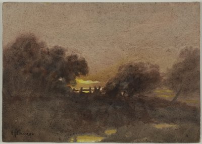 Landskab med port ved solnedgang af Hugh Huntington Howard