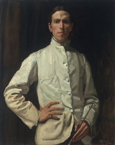 Self-portrait i hvid jakke af Hugh Ramsay