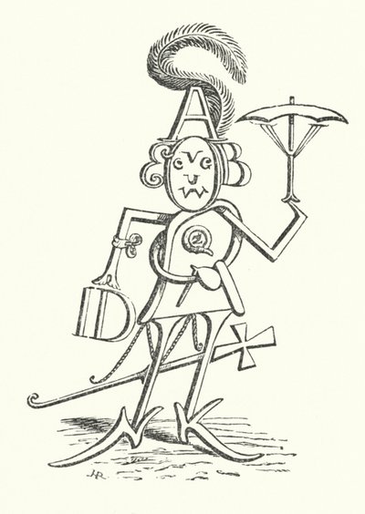 Mr Alphabet, der indeholder alle 26 bogstaver (litho) af Hugh Rowley