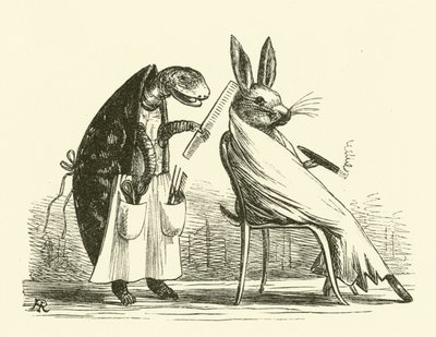 Skildpadde og hare (gravering) af Hugh Rowley