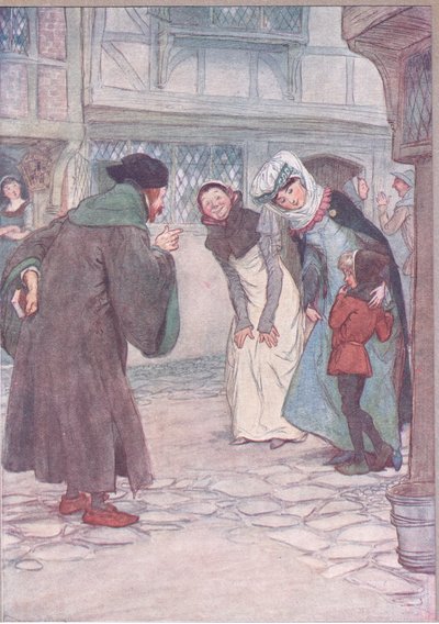Kom så sirrah-svar din mester, vær ikke bange, illustration fra The Merry Wives of Windsor, 1910 af Hugh Thomson
