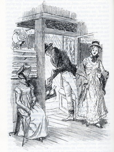 "Emma forklarer, at hun er den, der arrangerer brylluppet mellem Miss Taylor og Mr Weston" (illustration) af Hugh Thomson
