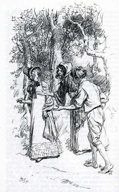 "Harriet, angrebet af sigøjnere" (illustration) af Hugh Thomson