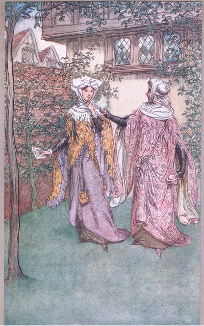 Her er tvillingebroren til dit brev, illustration fra The Merry Wives of Windsor, 1910 af Hugh Thomson