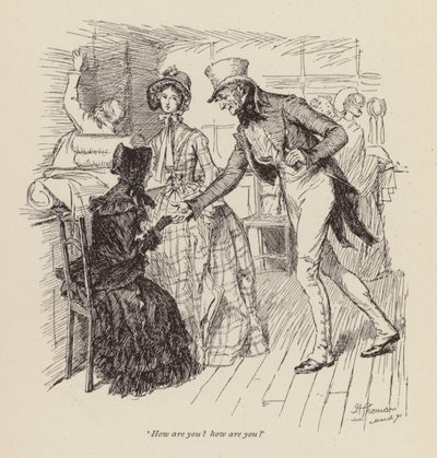 Illustration til Cranford af fru Gaskell (gravering) af Hugh Thomson