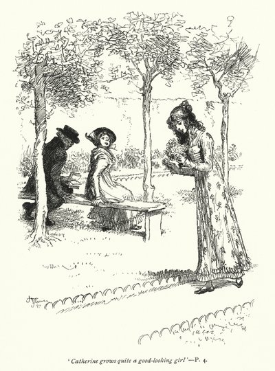 Illustration til Northanger Abbey af Jane Austen (litho) af Hugh Thomson