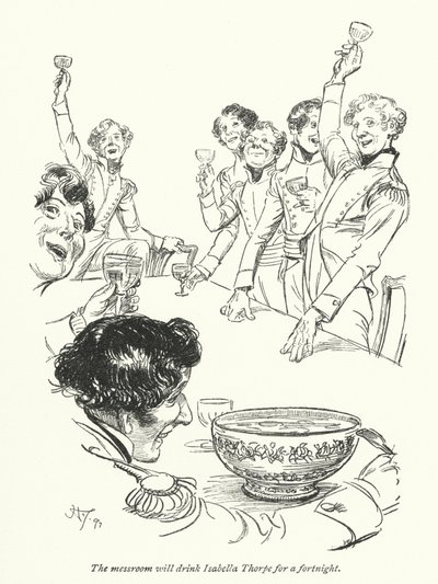 Illustration til Northanger Abbey af Jane Austen (litho) af Hugh Thomson