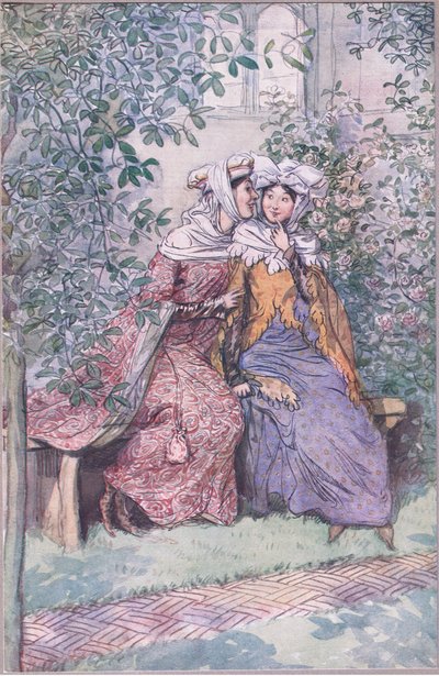 Lad os rådføre os med denne fedtede ridder, illustration fra The Merry Wives of Windsor, 1910 af Hugh Thomson