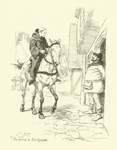 Ankomsten af John Lydgate (litho) af Hugh Thomson