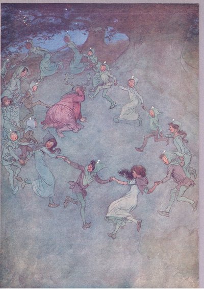 Så lad dem alle omringe ham, illustration fra The Merry Wives of Windsor, 1910 af Hugh Thomson