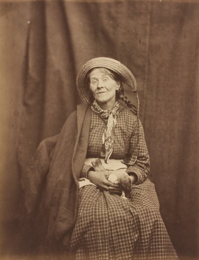 Kvinde holder en død fugl, Surrey County Asylum, ca. 1855 (foto) af Hugh Welch Diamond