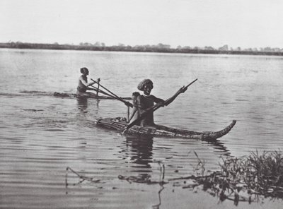 Afrika: Shilluk-flåder (s/h-foto) af Hugo Adolf Bernatzik