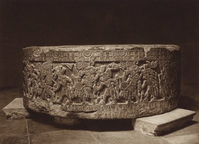 Mexico: Kong Tizocs offeralter, Nationalmuseet (s/h-foto) af Hugo Brehme