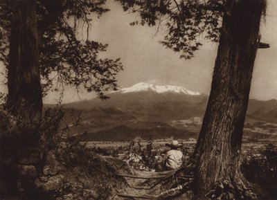 Mexico: Amecameca med Iztaccihuatl (s/h-foto) af Hugo Brehme