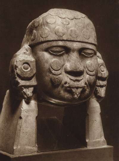 Mexico: Diorithoved af gudinden Coyolxauhqui, Nationalmuseet (s/h-foto) af Hugo Brehme