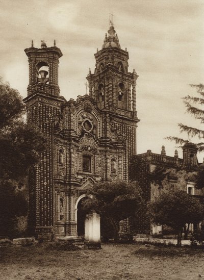 Mexico: San Francisco-kirken, tidligere visning (s/h-foto) af Hugo Brehme