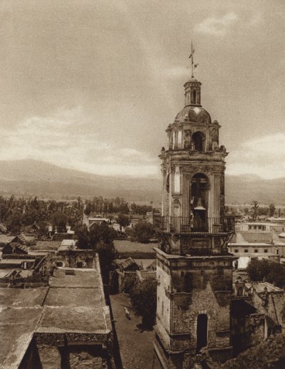 Mexico: Kirken i Xochimilco (s/h-foto) af Hugo Brehme
