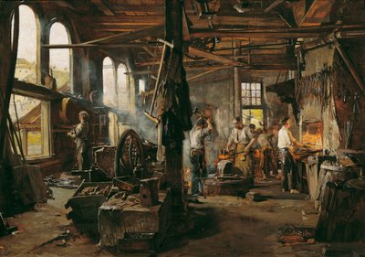 Interiør af en hammermølle af Hugo Charlemont
