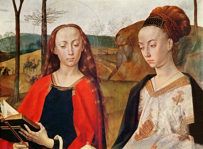 Sankt Margaretha og Sankt Maria Magdalene. Detalje fra Portinari-altertavlen. Ca. 1479. Olie på træ af Hugo van der Goes