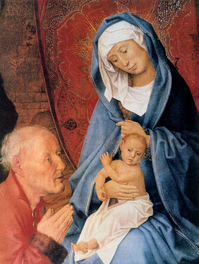 Magiernes tilbedelse, detalje, 1400-tallet. af Hugo van der Goes